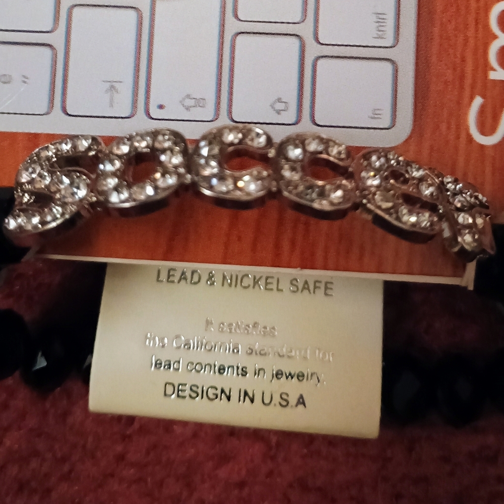 DaVinci Black Beaded "Soccer" Bracelet with Sparkling Silver Details - Picture 2 of 3